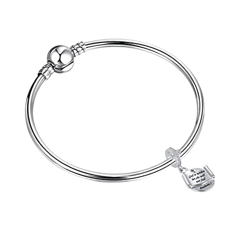 Bible Verse Cross Pendant Charm Psalm 46:5 Inspiring Words Bead for Pandroa Bracelet3