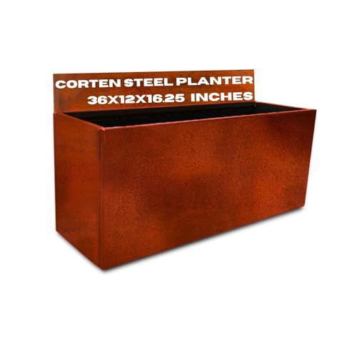 Corten Steel Planter Large Rectangle for Outdoor Metal Planter Box 36x12x1625 Flower Pot for Garden Patio Commercial Farmhouse Industrial Long Rectangular Plants Container