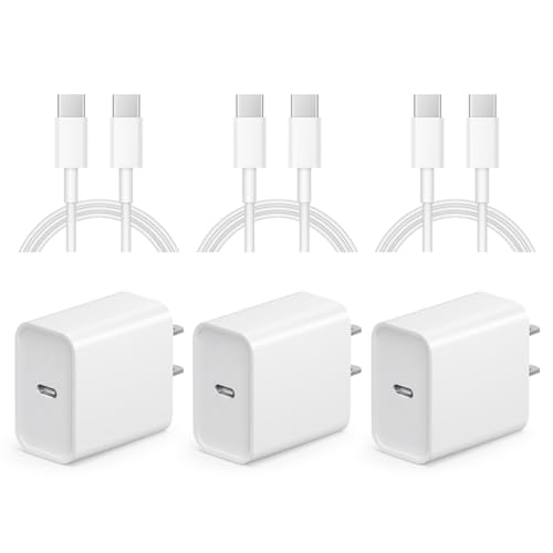 Image of 3 Pack iPhone 17 16 15 Charger Fast Charging 10FT - 20W USB C Charger Block with 10FT Type C to C Cable Compatible with iPhone 17 /17 Pro /17 Pro Max /Air /16 /16e /15, iPad Pro, iPad Air (Yellow)