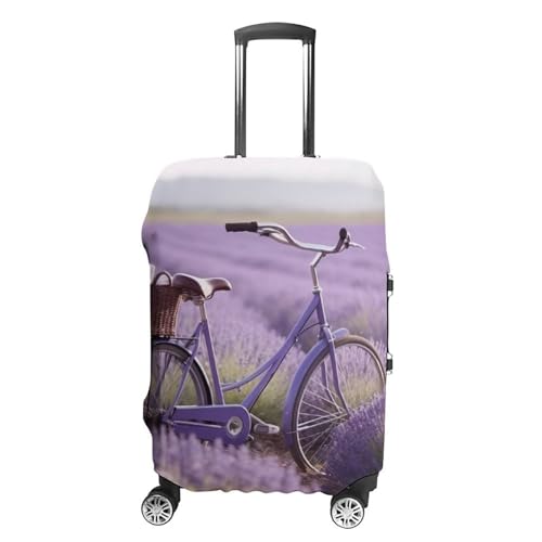 Lavender Field Bike Luggage Cover, Washable Elastic Suitcase Cover Protector Fit 18-32 Inch Luggage