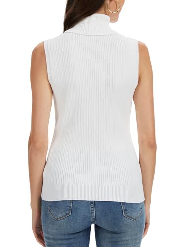INKOFF Women’s Sleeveless Turtleneck Tops Ribbed Slim Fitted Turtle Neck Sweater Vest Dressy High Neck Knit Top3