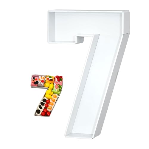 11 Number Charcuterie Board Box Reusable Fillable Number Cake Candy Dish Display Serving Tray for Birthday Anniversary Party Decoration (Number 7)Paper Cardboard