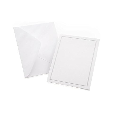 Gartner Studios Silver Foil Border All Purpose Cards with Envelopes, Blank Invitation Cards, White and Platinum Cards, 4.25" by 5.5", 50 Count (60024) Cover