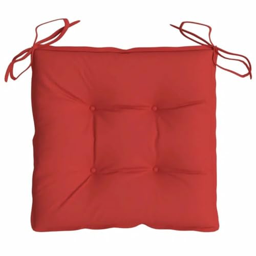 Waterproof Outdoor Patio Chair Cushions Set of 6, Red Color, 15.7'' W X 15.7'' D, Size | Square Shape, Tufted Design Lightweight & Ultra-Soft Filling, Non Slip with Ties Included