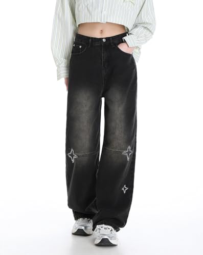 Y2K Baggy Jeans Goth Pants Punk Alt Stars Patchwork Denim Cargo Pants Acubi Emo Clothing Downtown Girls Streetwear3