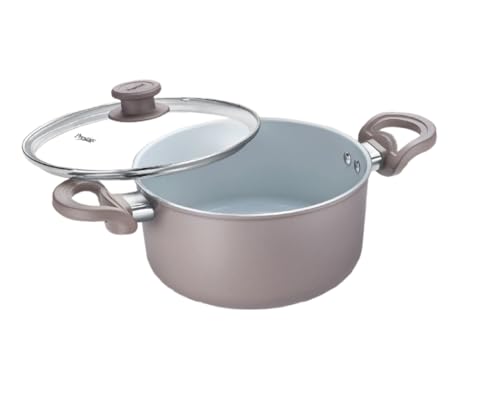 Image of Prestige Ceraglide Duo Casserole 20cm /2.8L with Glass Lid Non-Stick Ceramic Coating|Works On Gas & Induction|High Heating|Cool Touch Handle|Grey