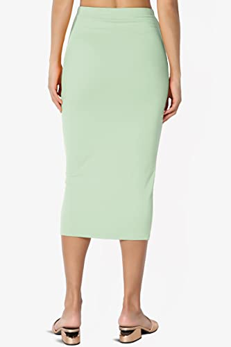 TheMogan Women's High Rise Buttery Soft Lined Mid Calf Bodycon Midi Pencil Skirt Light Sage XL2