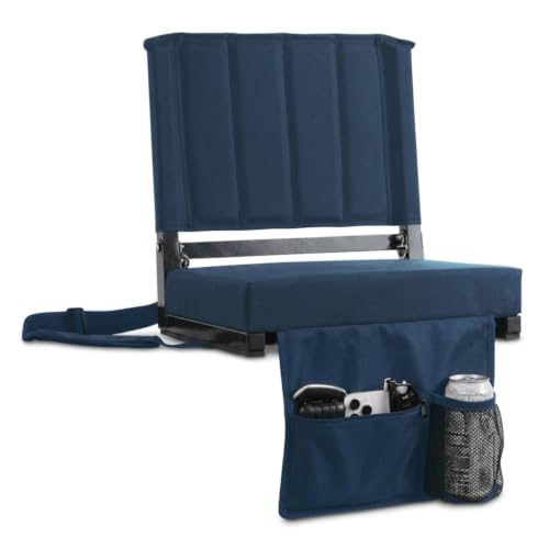 Image of SPORT BEATS Stadium Seats with Back Support Bleacher Chairs with Back and Cushion Thick Padded Bleacher Seats Includes Shoulder Strap