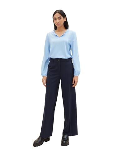 TOM TAILOR Damen Basic Bluse mit Streifen, 34913 - Blue White Thin Stripe, S – Ansicht 4