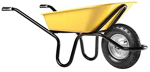Haemmerlin 305264106 Aktiv Excellium Plus 100 Lackiert Luftrad Schubkarre (Gelblackierte Mulde 100 L Füllmenge, Chrommetallfelge Kippbügel Top-Profil) Cover