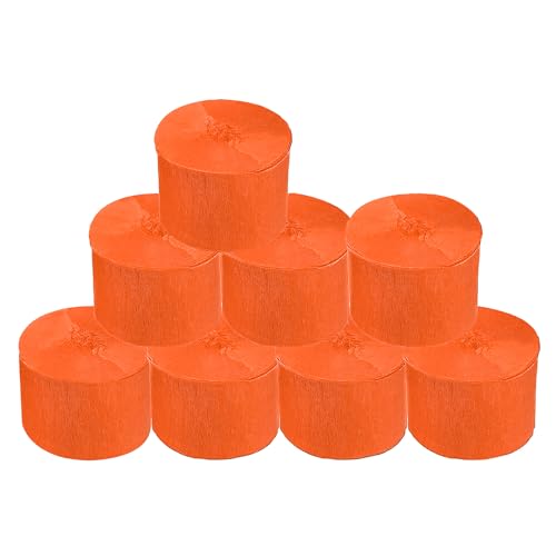 8 rollos de serpentinas de papel crepé naranja, boda, cumpleaños, baby shower, decoración de fiesta de Halloween, fiesta de Acción de Gracias, suministros de bricolaje, decoración de sala de estar y