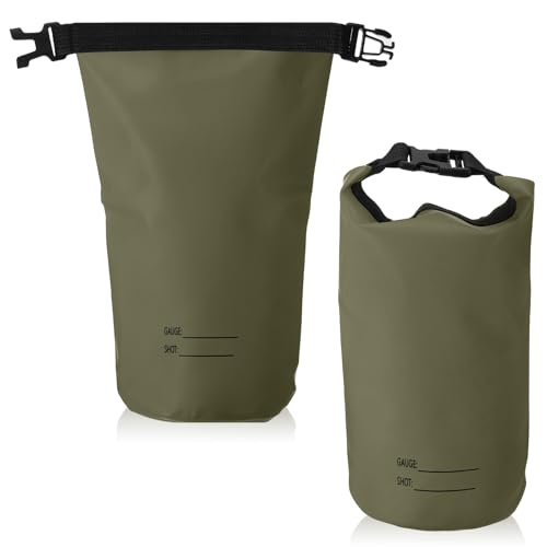 Sadnyy 2 Pack Shell Pouch 2 L Waterproof Shotgun Shell Bag Arc Welded Dry Ammo Pouch Sporting Roll-top Bag for Hunting Shooting Buckle Closure(Green)