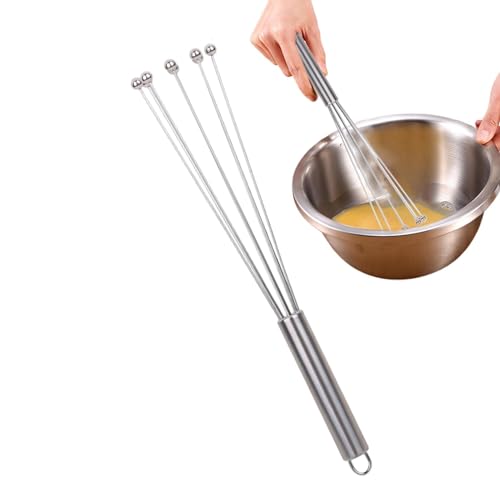 Batidor de huevos, batidor manual de acero inoxidable, batidor de huevos portátil, fácil de batir para cocina, hornear, batir