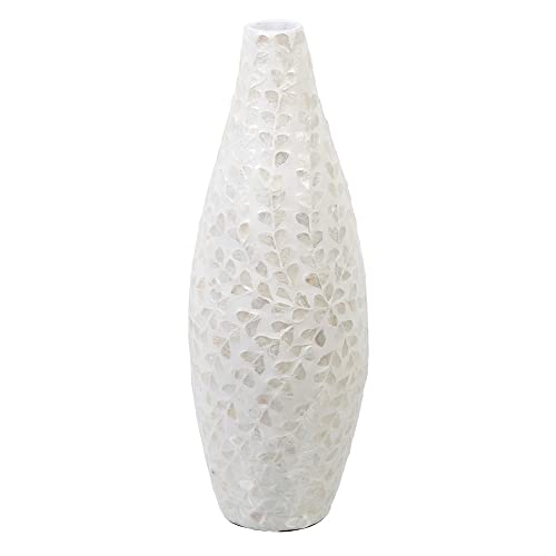Jarrón 18 x 18 x 52 cm Beige Nácar Madera MDF