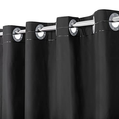 Image of No Hook PEVA Shower Curtain or Liner - 8G Heavy Duty Black Bathroom Shower Curtain No Hooks Required, Waterproof Plastic & PVC Free, Standard Size 71 x 74, Black