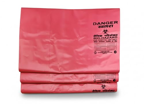 Image of HEAN Bio Hazard Waste Disposal Bags, 20x24 inch, 75 Micron, Bio Medical Garbage Bags (Set of 90(Red-30, Blue-30, Yellow-30))