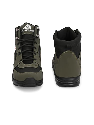 Image of Leo Fitness Waterproof Outdoor Trekking Boots | Black Hiking Boots with Cushioned Footbed, Anti-Slip Rubber Sole