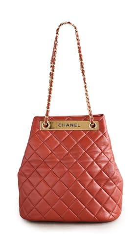 CHANEL Women's Pre-Loved Red Lamb Trendy CC Drawstring Bag