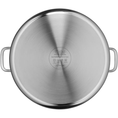 Foto von Silit Gemüse- Suppentopf Induktion 28cm, Glasdeckel, Topf 12l hoch, Edelstahl poliert, Topf groß Induktion, unbeschichtet, backofengeeignet