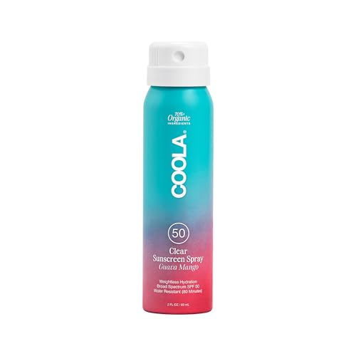 COOLA Organic Sunscreen SPF 50 Sunblock Spray, Dermatologist Tested Skin Care for Daily Protection, Vegan and Gluten Free, Guava Mango