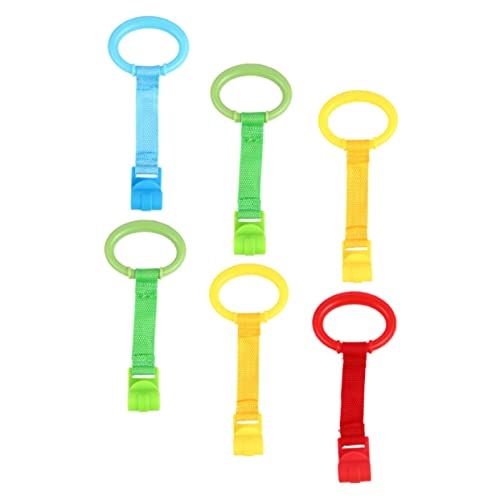 ORFOFE Baby Walking Helper 6pcs Crib Hanging Rings Toddler Activities Newborn Pull Ring