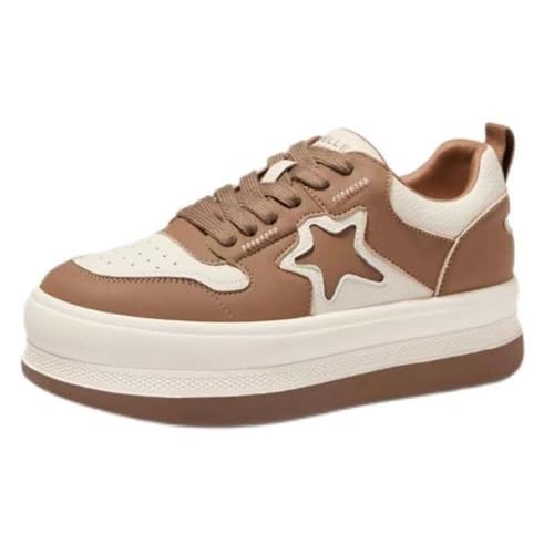 Loizziuy Cute Star Skateboard Shoes Inspired Casual Sneakers Retro for Women Girl for Summer Travel & Everyday Wear Gift (US 5.5,Brown,5.5)