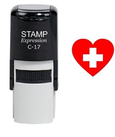 stampexpression - Heart and Cross Self Inking Rubber Stamp - Red Ink (A-6498)