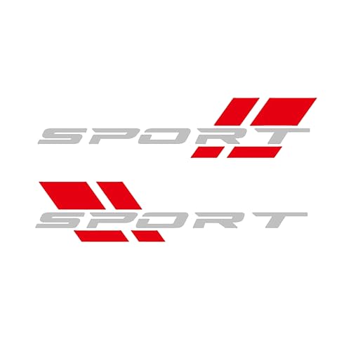 Image of Zhizhong Car Sport Decal,16 Inch Vinyl Sticker Fit for All Cars Side (Silver Red)