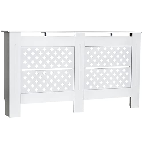 Becko White Radiator Cover MDF Four-pointed Star Shape Modern Cabinet Top Shelving White Decorative for Home Office Hallway Living Room Bedroom Cover