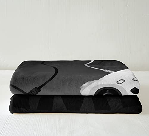 Gamepad Sherpa Blanket Kids Gamer Fleece Throw Blanket Ultra Soft Black White Video Game Gamepad Plush Blanket Warm for Bed Sofa Couch Boys Modern Game Controller Blanket Double 60x79 Inch - Image 4
