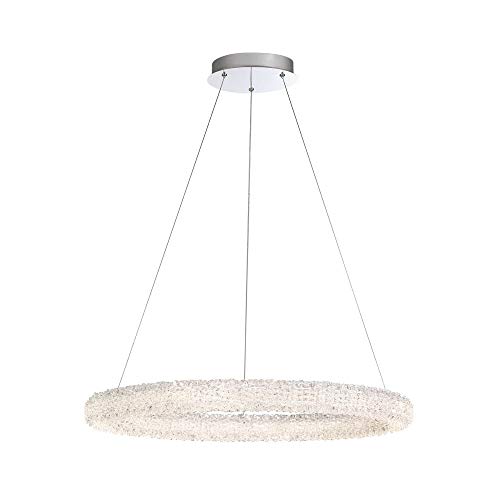 Eurofase 34153-017 Sassi Floating Crystal Ring LED Pendant Light, 1-Light 36 Watt, 3"H x 27"Dia, Chrome