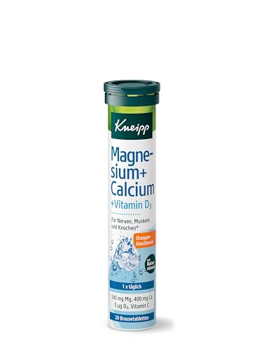 Kneipp Brausetabletten Magnesium + Calcium + Vitamin D3 - Orangen-Geschmack - 20 Brausetabletten