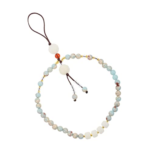 Hemobllo Bodhi Perlad Téléphone Lanyard Strap: Blanc Main Handmade Jade Naturel Gemstone Naturelle Bouddhisme Bouddhisme Charme Charme Lanyard Anti- Perte Feng Shui Bijoux Téléphone Chaîne Cover