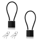 2Stück Kabelschloss mit Schlüssel,Vorhängeschloss mit Schlüssel,Schloss mit Drahtseil und Schlüssel,Drahtschloss,Robustes Vorhängeschloss Langer Bügel für Koffer,Tor,Fahrrad,Schließfach,Werkzeugkasten