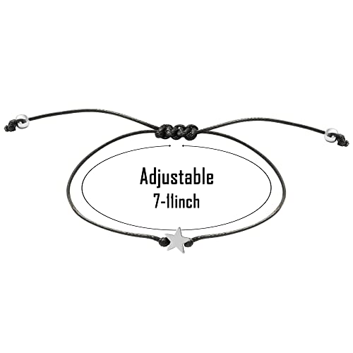 WATINC 21st Birthday Wish Bracelet, Adjustable Star Cord Bracelets with Make A Wish Cards Friendship Simple Handmade Jewelry, Happy Birthday Gift for Daughter Friends Couples Sister2