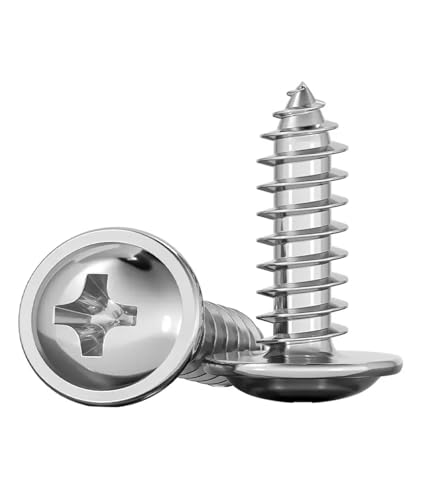 304 Stainless Steel Drywall Screws With Pad Round Head Pan Tapping Self-tapping Screw(12mm,M2.6 (50Pcs))