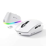 ATTACK SHARK G3PRO 2.4Ghzワイヤレス ゲーミングマウス RGB充電ドック 2.4Ghz/BT/USB-C 1億回以上スイッチ 180時間 超軽量59g 500mAh大容量バッテリー 25000DPI 1000hz BK52820 セットソール ウェブドライバー (ホワイト)