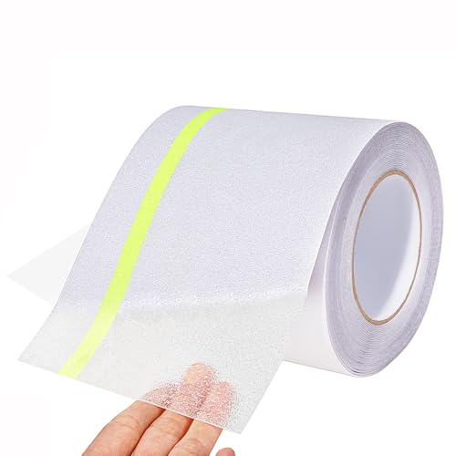 Image of Qingluan Anti Slip Tape Heavy Duty Grip Tape Non Slip Stair Treads Waterproof High Traction Safety Tape for Indoor Outdoor Stairs Steps Floors(Transparent Glow in The Dark Green, 6 Inch x 32.8ft)