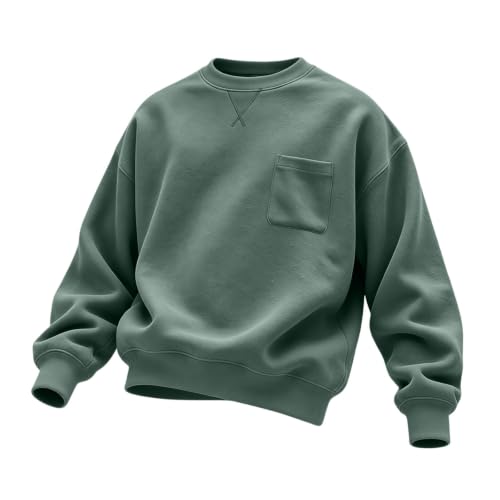 Sweatshirt for Men Crew Neck Long Sleeve Pullover with Chest Pocket Casual - image 5