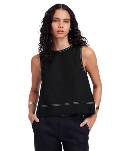 Madewell Embroidered Shell Top in 100% Linen - Tops for Women - Wide Swingy  Hem - Keyhole Button Closure - Linen Fabric Jet Black 2XS (Women's 000) One  Size at Amazon Women's Clothing store