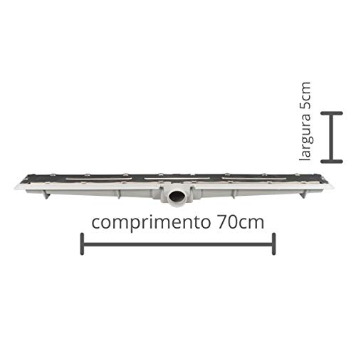 Ralo linear grelha inox luxo 5x70cm interiores e exteriores