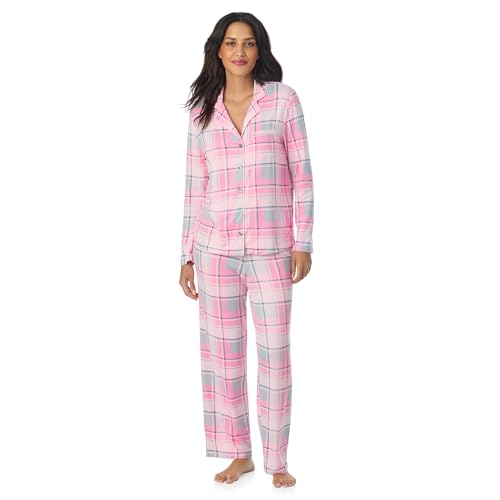 Image of Cuddl Duds Long Sleeve Button Up Matching Pajamas 2 Piece PJs Set for Women