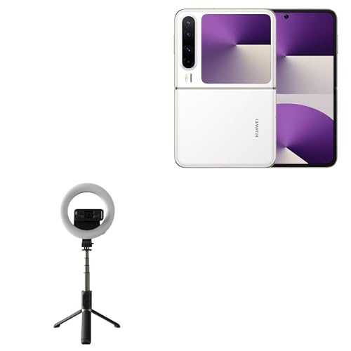 BoxWave Stand and Mount Compatible with Huawei Pura X - RingLight SelfiePod, Selfie Stick Extendable Arm with Ring Light - Jet Black