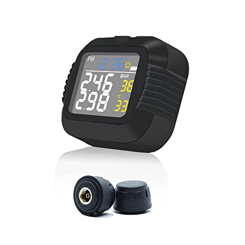 TPMS moto Riloer avec 2 capteurs externes et écran LCD sans fil pour la pression des pneus