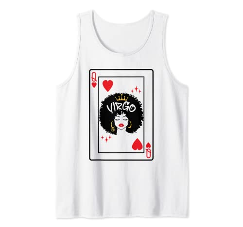 Virgo Astrologia Negra Reina Corazon Blackjack Cartas Poker Camiseta sin Mangas
