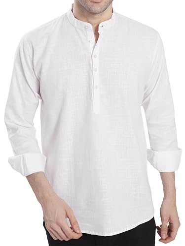 Image of DIVISIVE Men's Slim Fit Full Sleeves Cotton Short Kurta