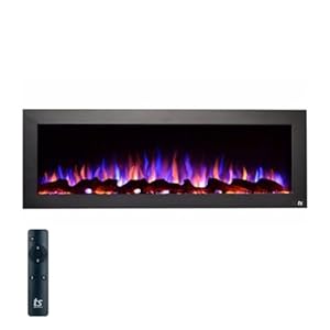 Touchstone Sideline IndoorOutdoor Decorative Electric Fireplace No Heat GFI Plug for Outdoor Use 50 Wide in Wall Recessed or Wall Mount Realistic 3 Color Flame Log Crystal Model 80017