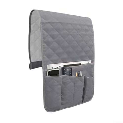 Organizador de almacenamiento para reposabrazos reclinable con respaldo antideslizante de silicona y amplio espacio para controles remotos y elementos esenciales (gris)