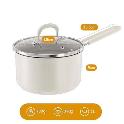 Cacerola para todo tipo de fuegos de 18 cm con tapa y mango olla inducción 2L 8