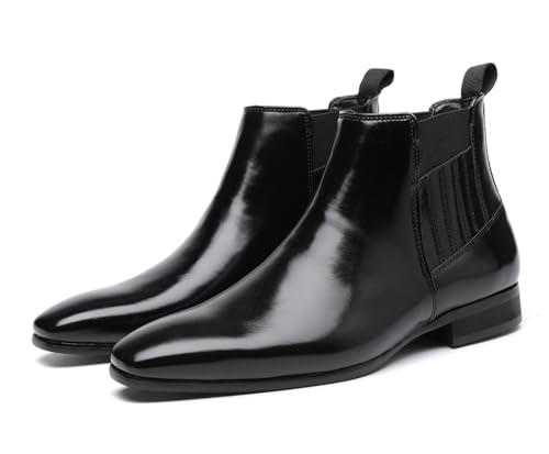 Image of Men's Chelsea Boots Leather Classic Elastic Slip On Chukka Ankle Boots for Men